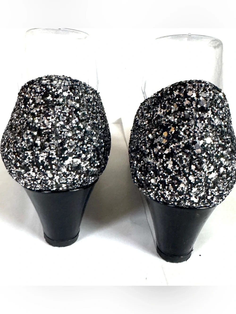 Viajiyu Italy Womens Silver Glitter Pointed-Toe Wedge heels EU 39/ US 8.5-9